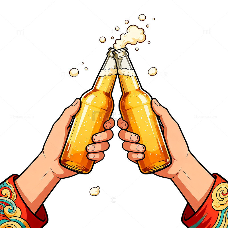 卡通啤酒碰杯庆祝插画