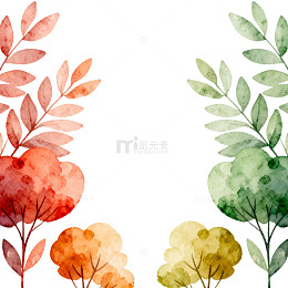 水彩植物装饰插画设计素材