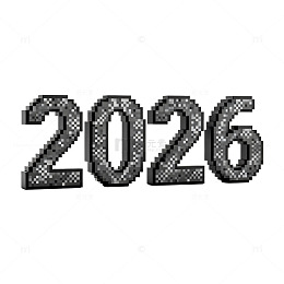 黑灰色调2026新年数字设计素材