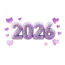 毛绒爱心2026新年贺卡设计