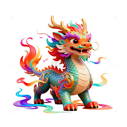 彩绘中国龙卡通形象