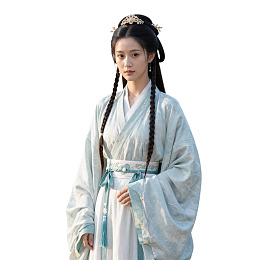 身着浅蓝汉服的女子图片