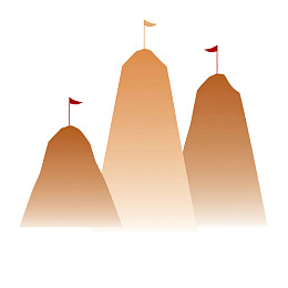 三座山峰旗帜飘扬图片