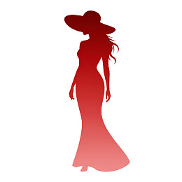 红渐变长裙女士剪影图片