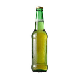 一瓶带有水珠的绿色啤酒瓶