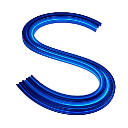 蓝色霓虹灯S形艺术造型