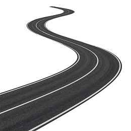 蜿蜒的黑色公路延伸至远方