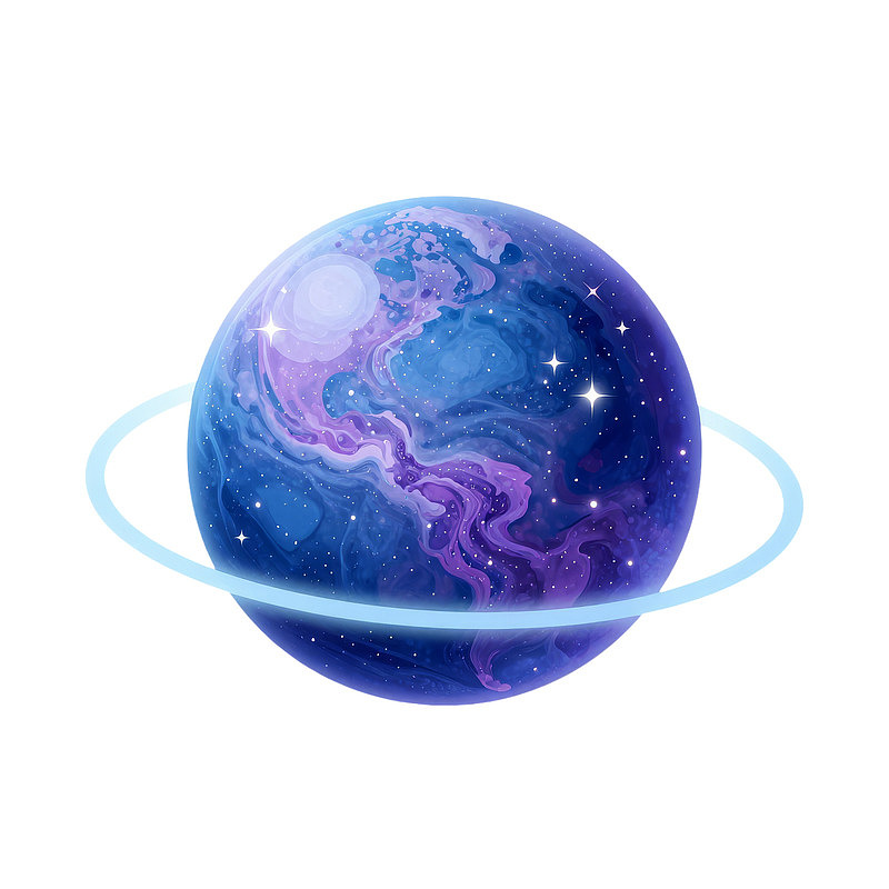 蓝色星球环绕光环图片