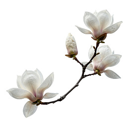 白色玉兰花枝绽放图片
