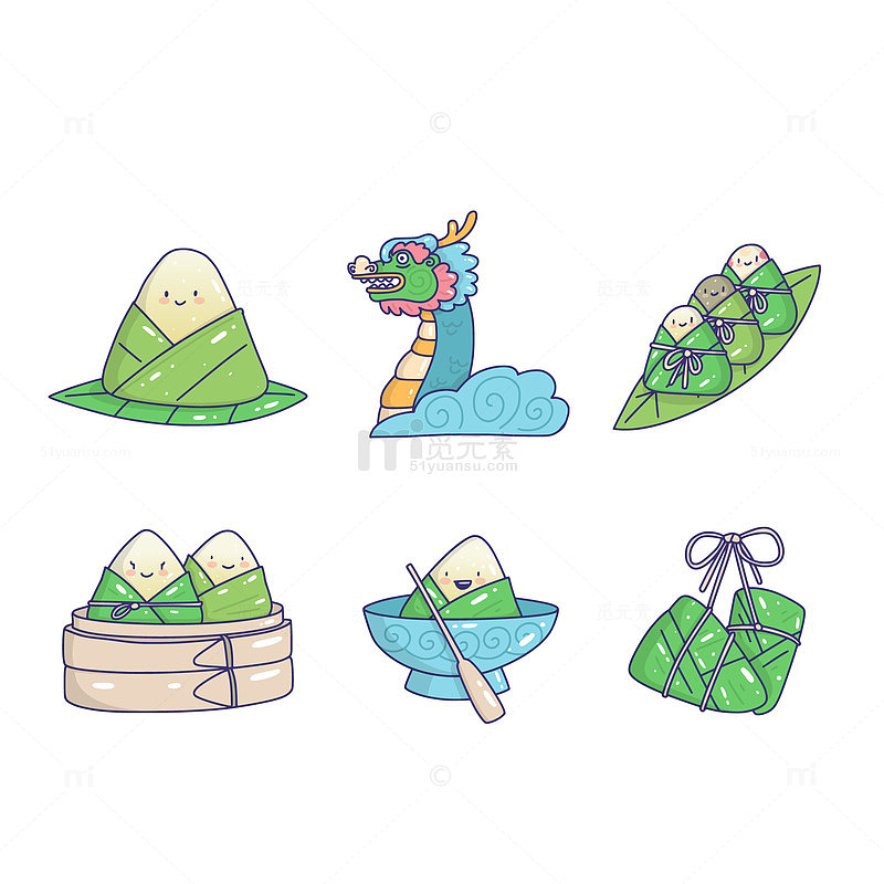 端午卡通粽子图案设计素材