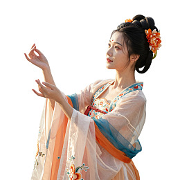 身着汉服的女子优雅姿态