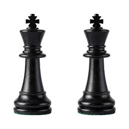 两个黑色国际象棋王棋并排展示