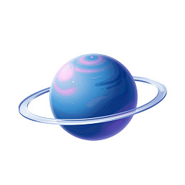 蓝色星球带光环的卡通图像