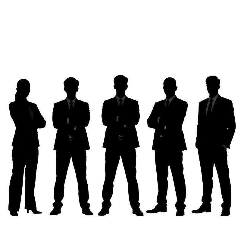 五位商务人士剪影站立