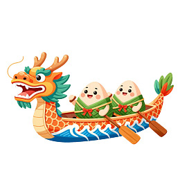 粽子乘龙舟卡通形象图片