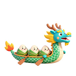 龙舟造型粽子卡通形象