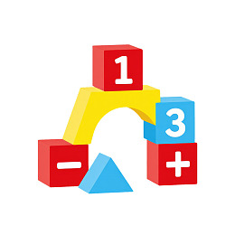彩色积木搭建的数学符号图案