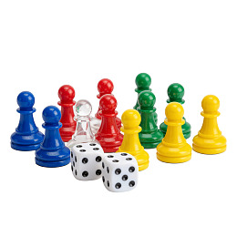 彩色棋子与骰子游戏场景