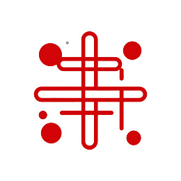 红色线条构成的抽象几何图案