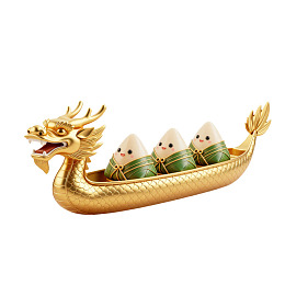 金色龙舟造型粽子摆件