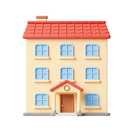 卡通风格三层住宅建筑