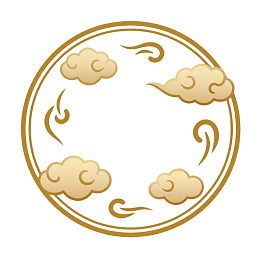 金色云纹圆形图案设计