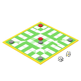 棋盘游戏场景包含骰子和棋子
