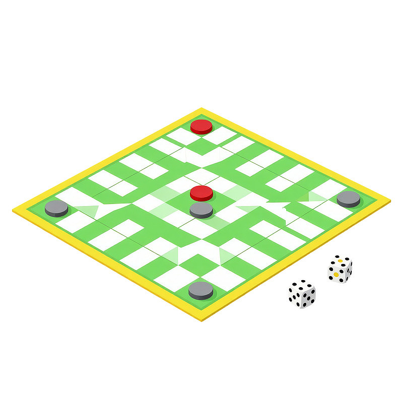 棋盘游戏场景包含骰子和棋子