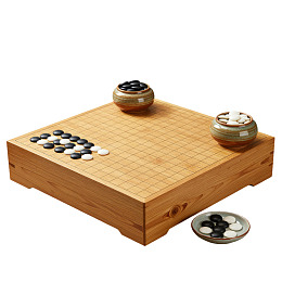 木质围棋盘配黑白棋子