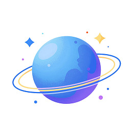 蓝色星球与光环的抽象艺术