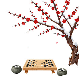 雪梅围棋对弈场景图片