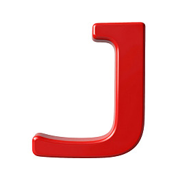 红色立体字母J的特写