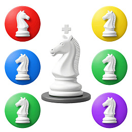 国际象棋骑士棋子多色展示