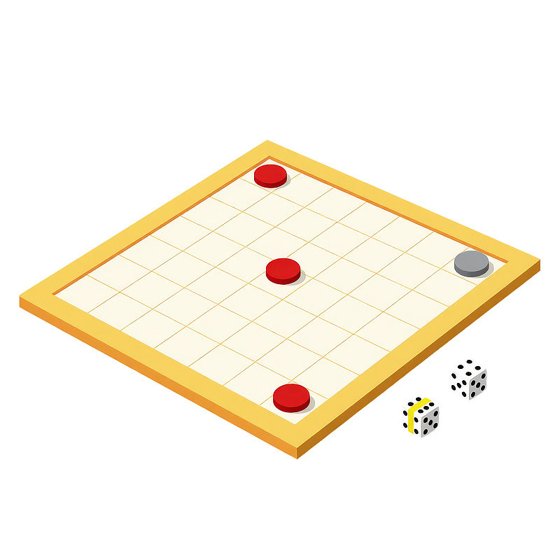 方格棋盘与骰子游戏图片