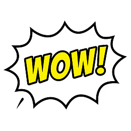 黄色大写字母“WOW！”漫画气泡
