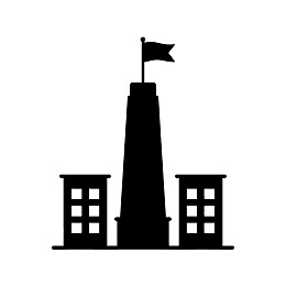 建筑剪影带旗帜图片