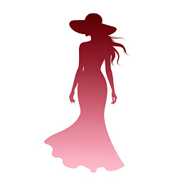 红渐变色女士礼服剪影