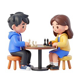 卡通人物下棋场景图片