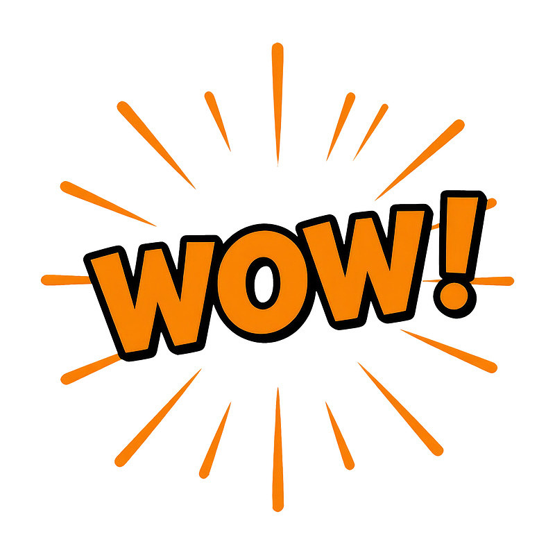 橙色爆炸字‘WOW’