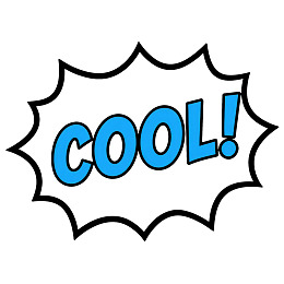 蓝色文字‘COOL！’的漫画风格对话框