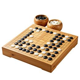 围棋棋盘与黑白棋子摆盘