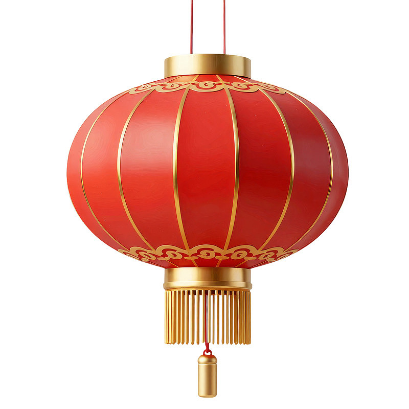 红色中式灯笼悬挂装饰