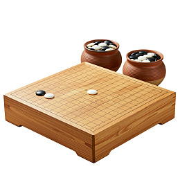 木质围棋盘与黑白棋子