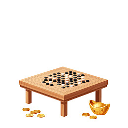 围棋棋盘与金币摆件图片