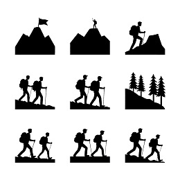 徒步登山剪影图集图片