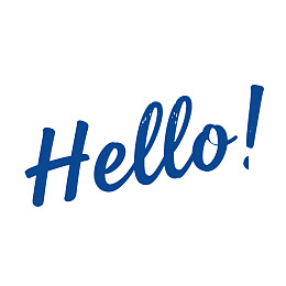 蓝色手写体‘Hello!’文字