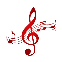 红色音乐符号与音符图案