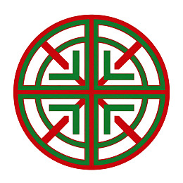 红绿相间的圆形几何图案