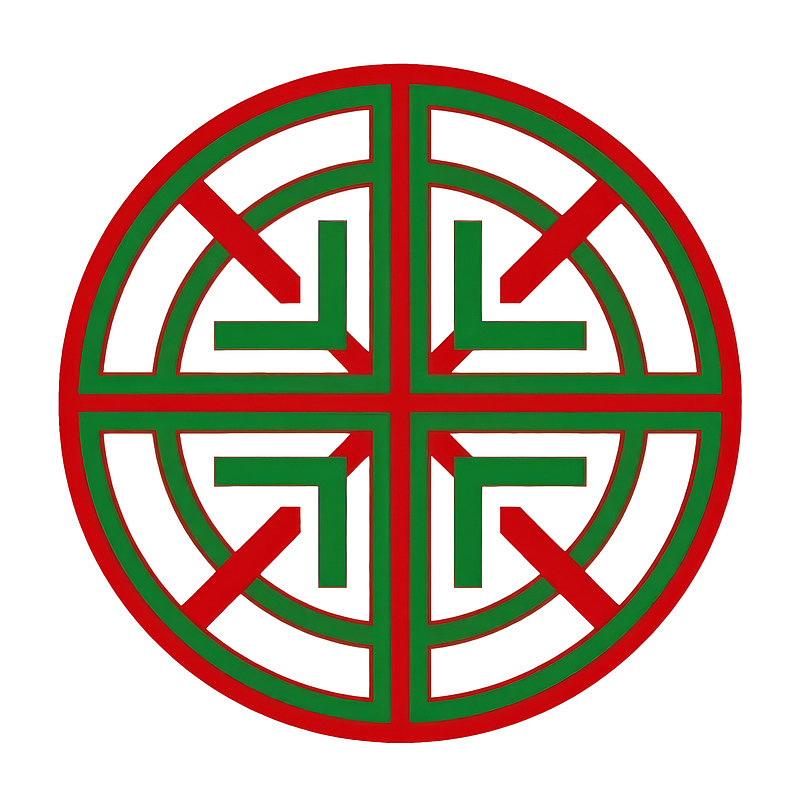 红绿相间的圆形几何图案