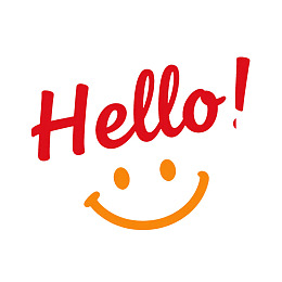 红色手写体‘Hello’配笑脸图案